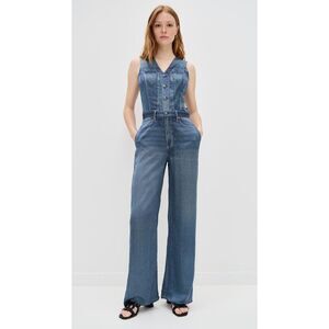 New $388 RAG & BONE Women's Blue Miramar Satin Sleeveless Jumpsuit size 8